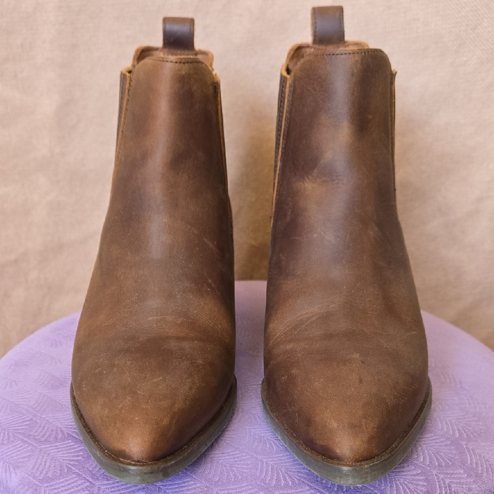 Brown Chelsea Ankle Boots with Distressed Leather
